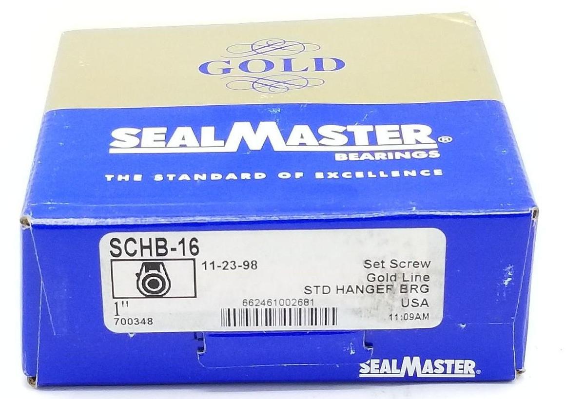 Used NIB 1" SEALMASTER SCHB-16 HANGER BEARING STD SET SCREW GOLD LINE SCHB16