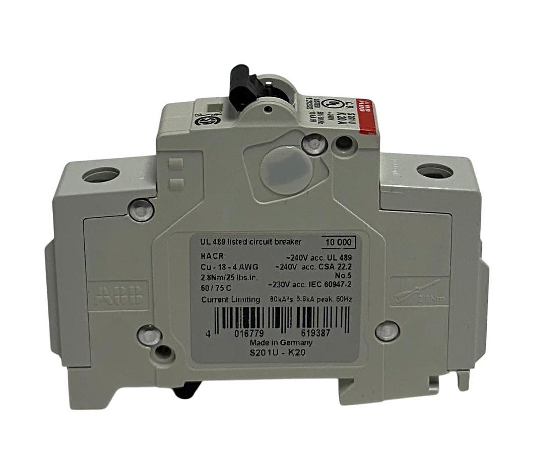 Used ABB S201U-K20 / S201U-K20A MINI CIRCUIT BREAKER 240V 20A OEM NSNP