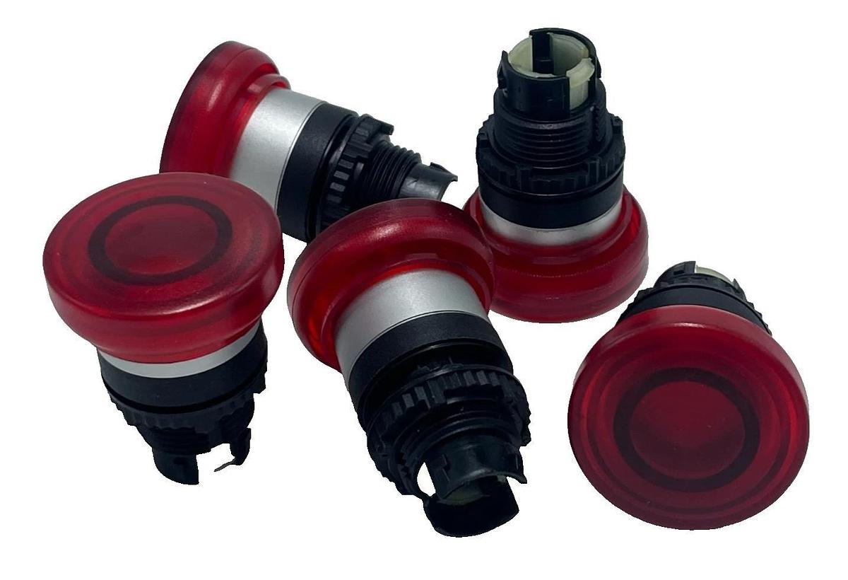 Lot of 5 Baco C28DM10 Red Mushroom Pushbutton - 40mm Pull-to-Reset - Illuminated