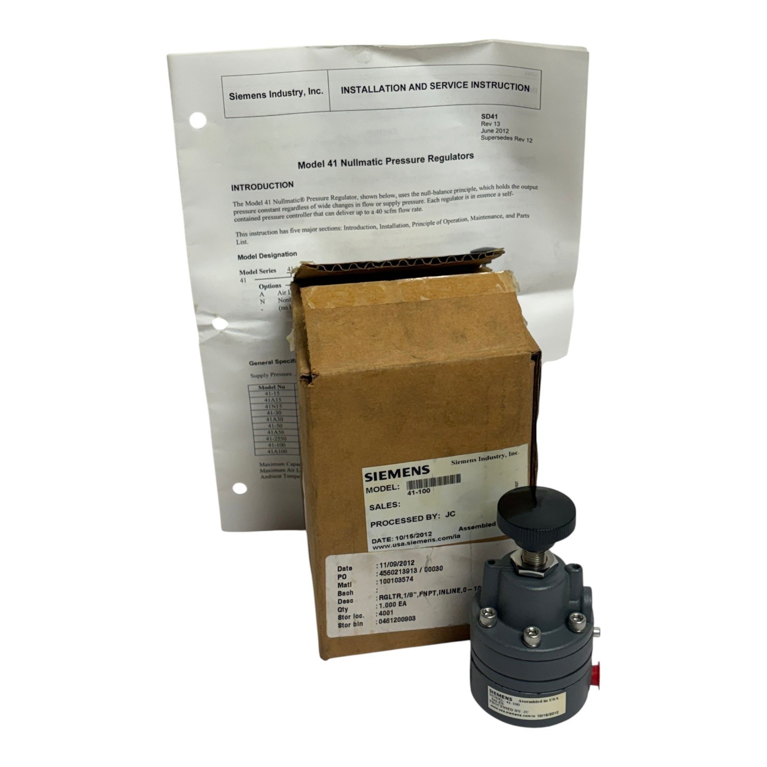 Used Siemens Model 41 Nullmatic Pressure Regulator 41-100 1/8" FNPT 0-100 PSI New