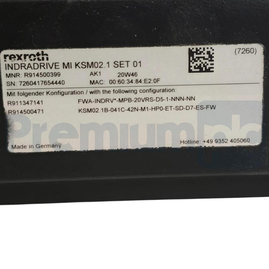 Rexroth KSM02.1B-041C-42N-M1-HP0-ET-SD-D7-ES-FW IndraDrive Mi Motor R914500471