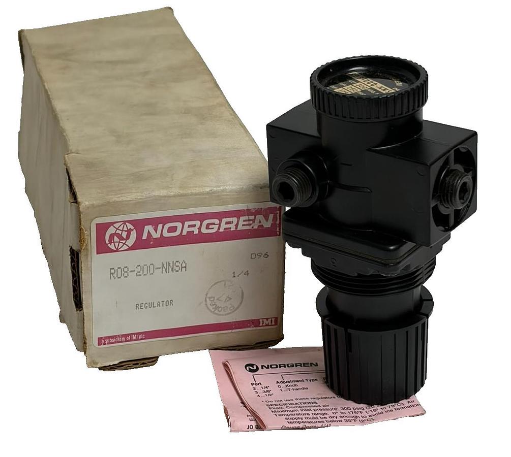 Used Norgren R08-200-NNSA Pneumatic Air Pressure Regulator 1/4" NPT 300 PSI Max