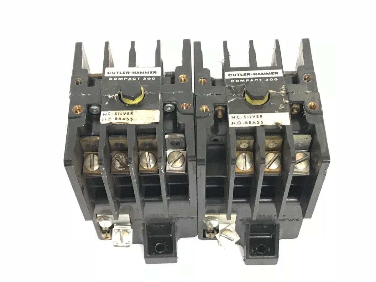 Used LOT OF 2 CUTLER-HAMMER 9575H2250 COMPACT 300 TYPE CF RELAYS 300VAC, 6A, 910