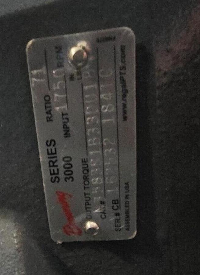 Used REGAL BROWNING OtN 3000 OTN-3583-S1-B33D-U-184TC RATIO:71 1750RPM U5P2DC REDUCER