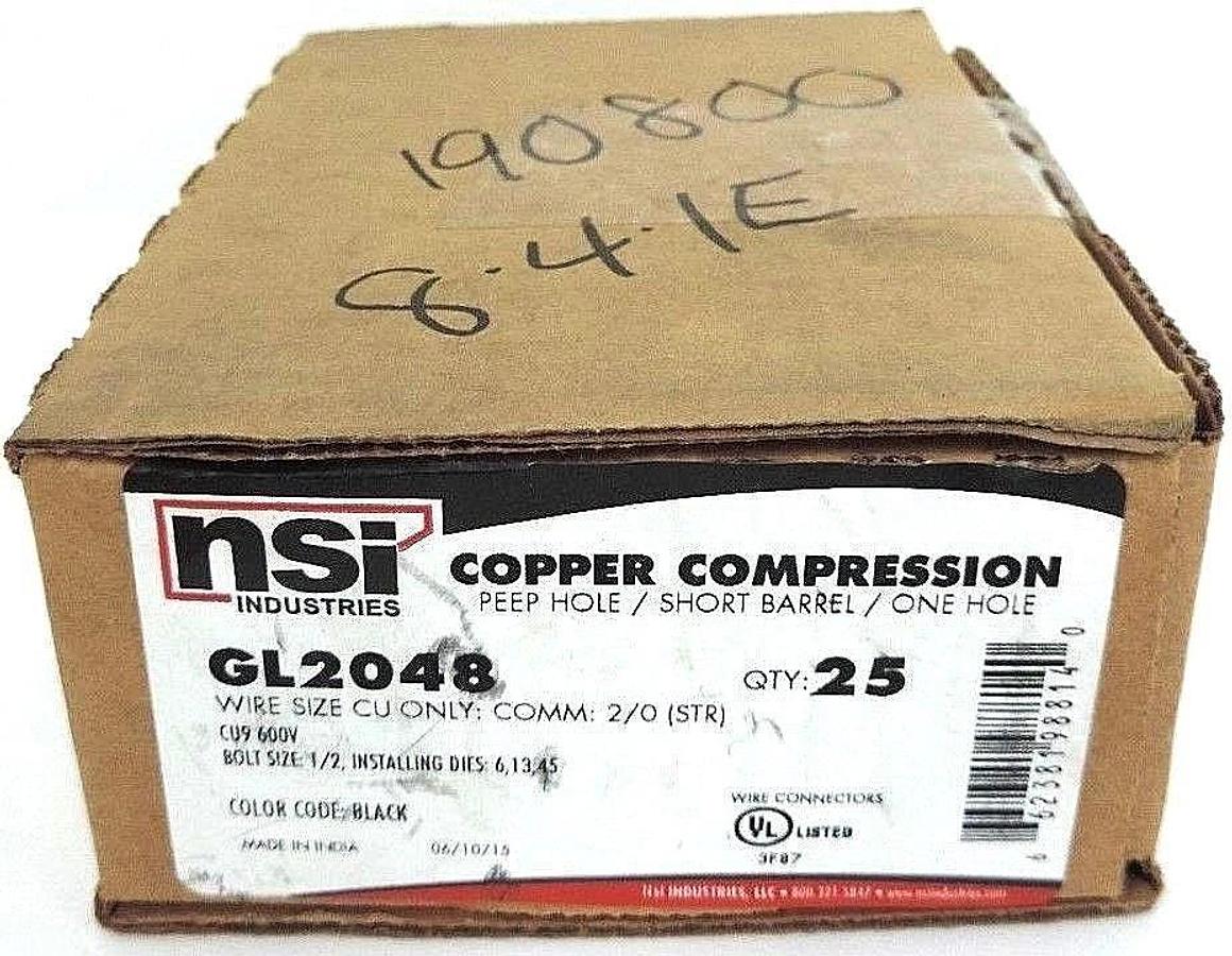 Used NIB NSI GL2048 COPPER COMPRESSION SHORT BARREL, ONE HOLE, BLACK - QTY 25