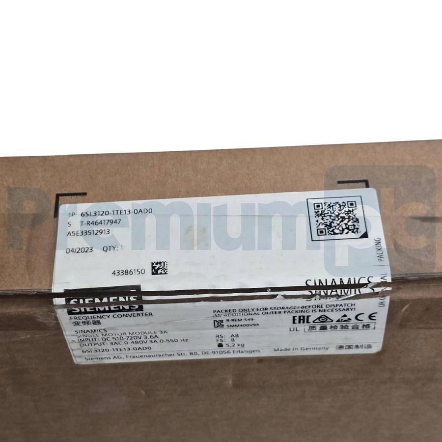 Siemens 6SL3120-1TE13-0AD0 SINAMICS S120 Single Motor Module (SMM) - 3A NSMP 804766208218