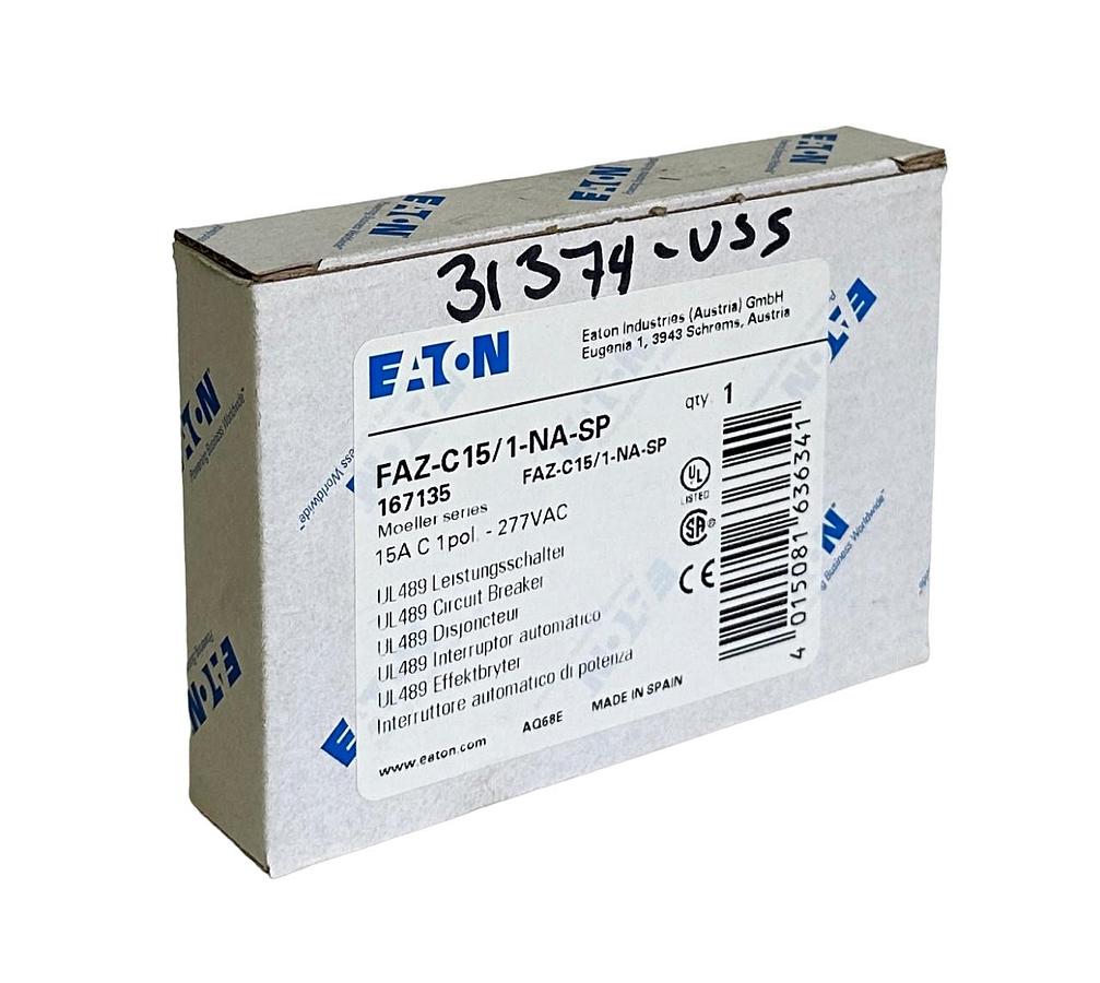 Used NEW EATON FAZ-C15/1-NA-SP / FAZC151NASP MINI CIRCUIT BREAKER 15A 1-POLE 167135
