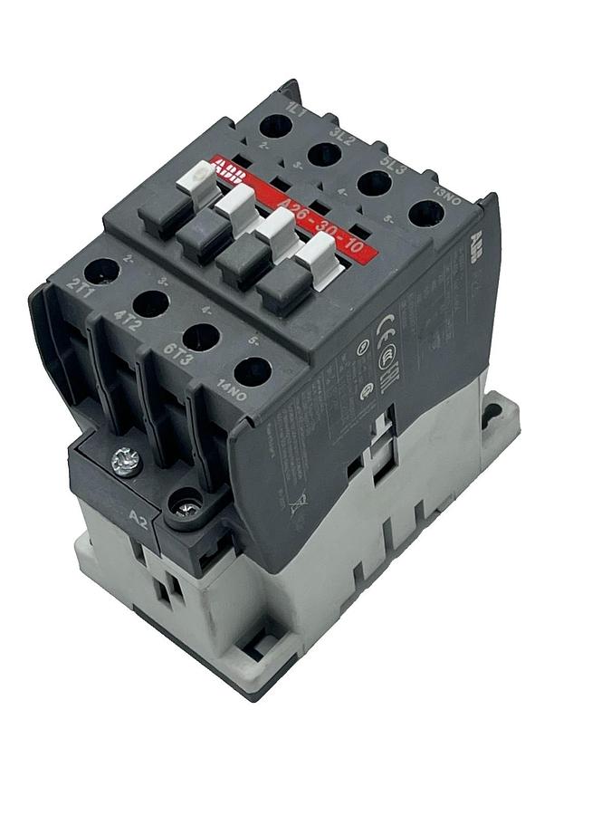 Used ABB A26-30-10 R84 Contactor 110-120V AC 3-Pole 26A 1 NO Auxiliary, NSNP