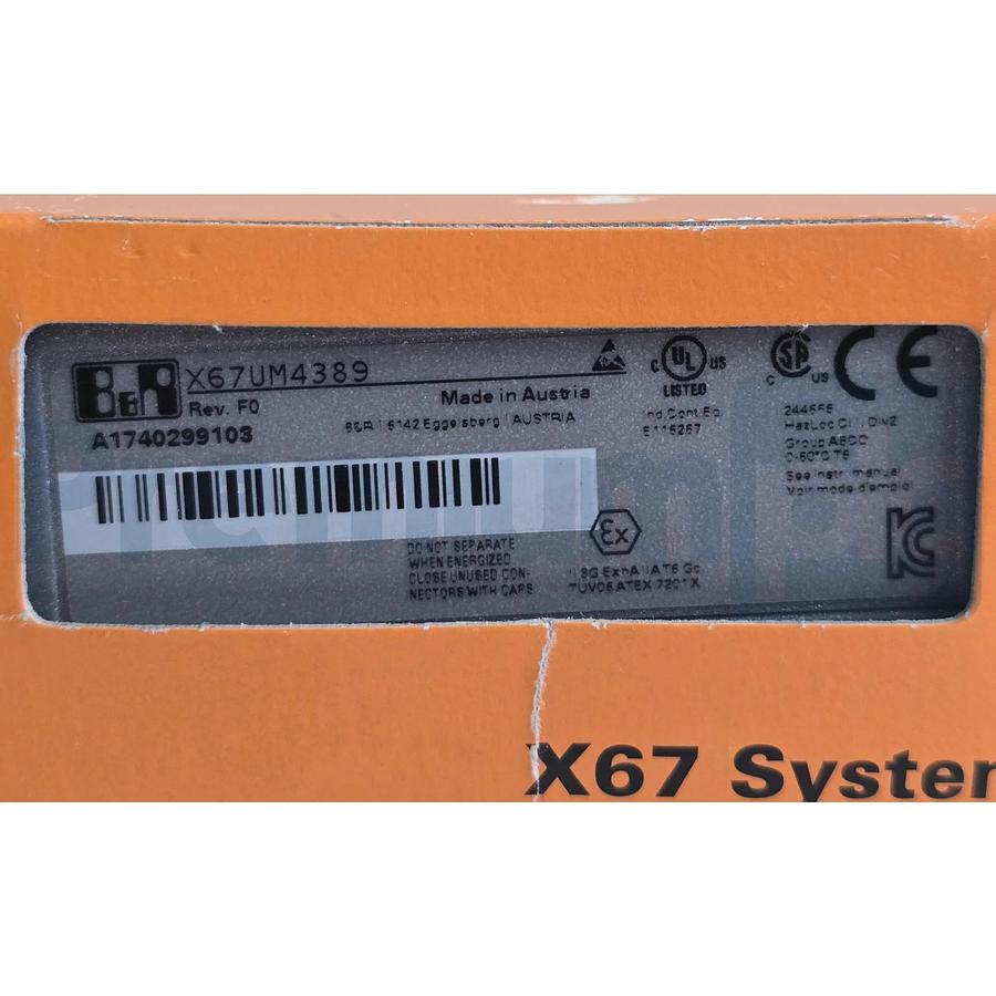 B&R X67UM4389 X67 Power Supply I/O Hub Module X2X Link IP67 Rev. F0 NSMP