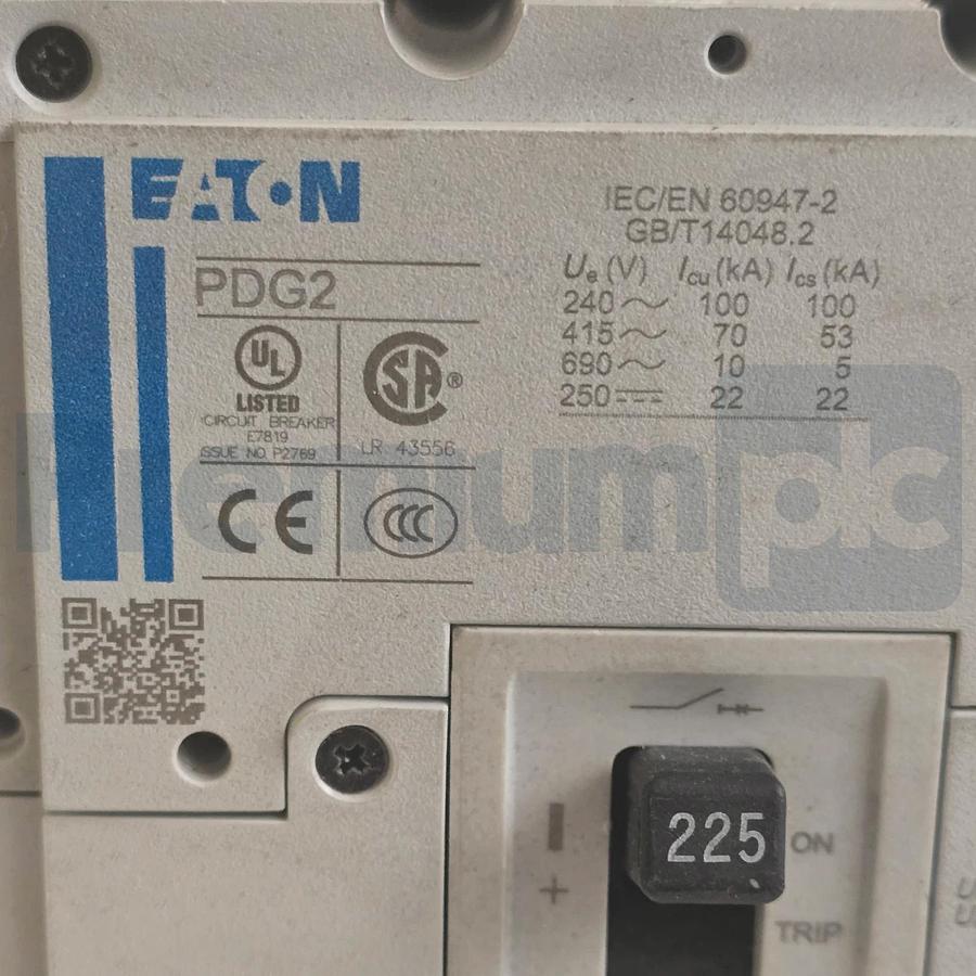 Used Eaton PDG23M0225TFFL PDG2 Power Defense 225A 3 Pole 600V Circuit Breaker USPI