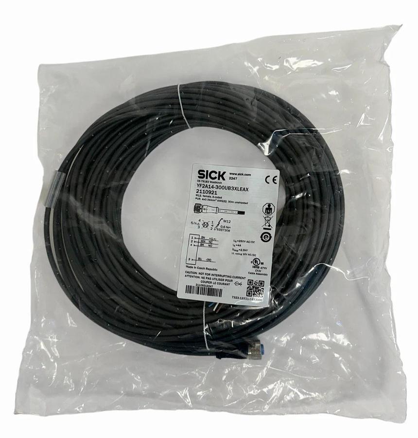 Used SICK YF2A14-300UB3XLEAX M12 4-Pin Female Cable 30m Sensor Cordset 2110921 NSFS