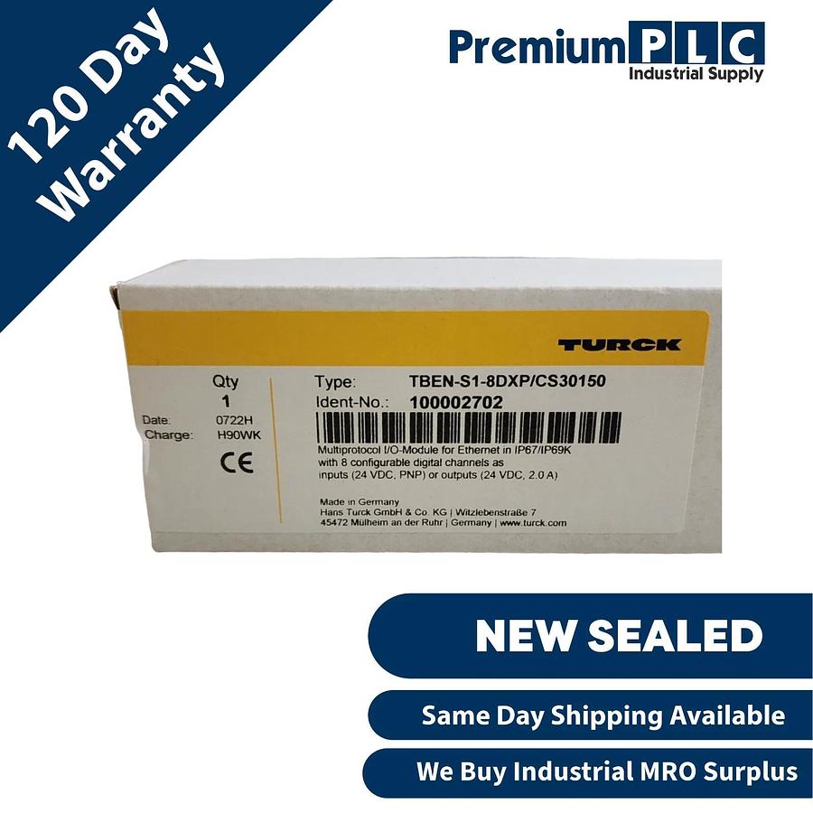 Used TURCK TBEN-S1-8DXP/CS30150 COMPACT MULTIPROTOCOL I/O MODULE FOR EtherNet 8-CH