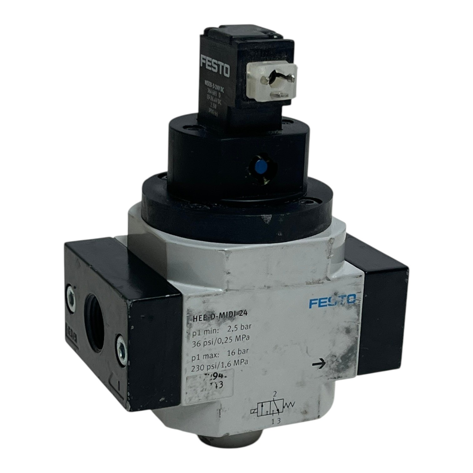 Used Festo HEE-D-MIDI-24 On-Off Solenoid Valve 172941 24V