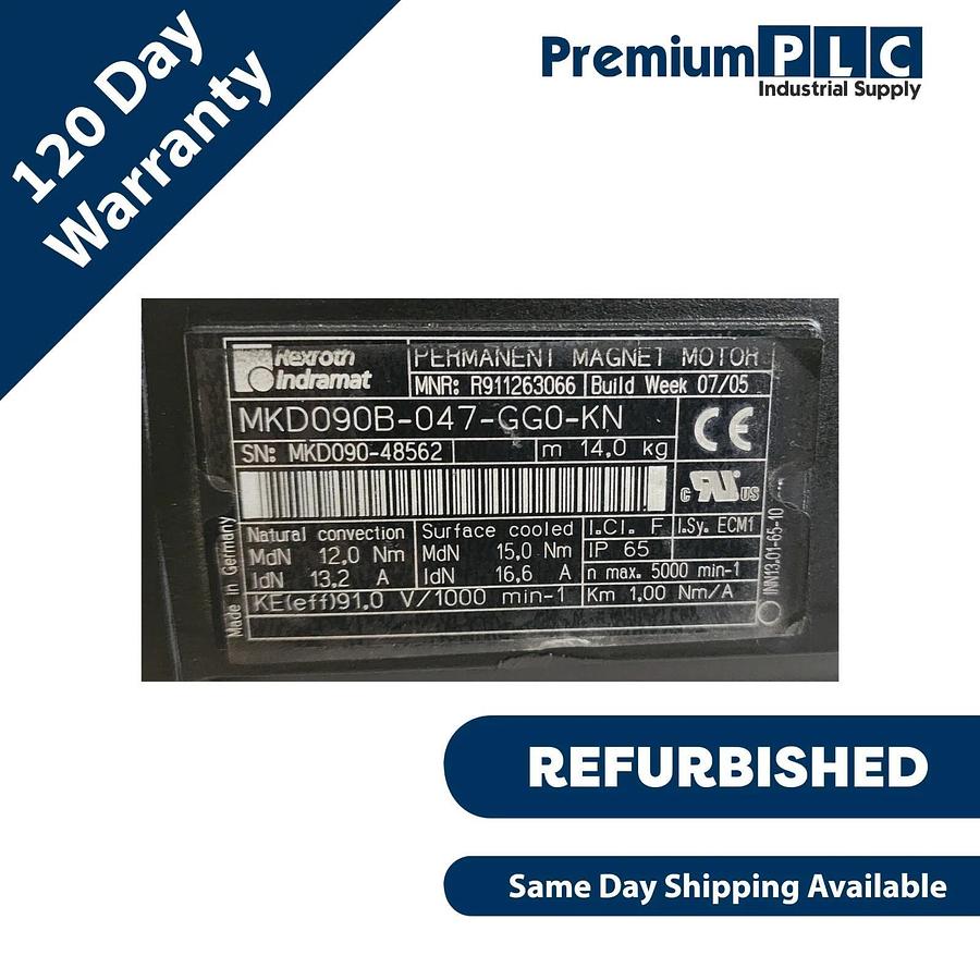 Refurbished REFURBISHED REXROTH INDRAMAT MKD090B-047-GG0-KN MKD AC SERVO MOTOR R911263066