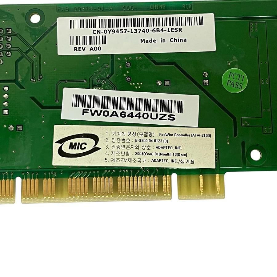 (2) Dell Adaptec AFW-2100 2-Port FireWire IEEE-1394 PCI Controller Card 0Y9457