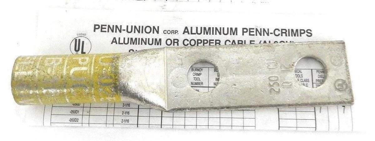 Used BOX OF 6 NEW TELEDYNE PENN-UNION BBLU-025D COPPER CRIMPS YELLOW 1/2"