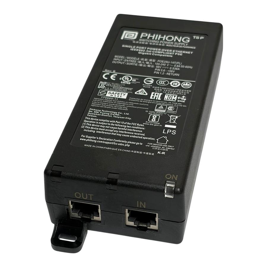 Used Phihong POE29U-1AT(PL) Gigabit PoE Injector 56V IEEE 802.3at Lot of 5 New