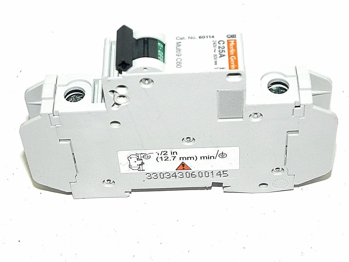 NEW MERLIN GERIN 60114 CIRCUIT BREAKER C 25A, 240V~ 60V, MULTI 9 C60