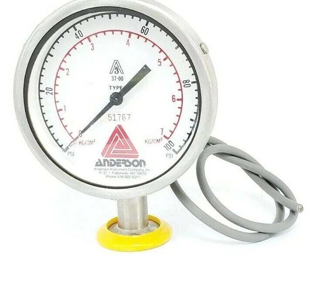 Used ANDERSON A3 37-00 TYPE S PRESSURE GAUGE, 0-100PSI, 0-7KG/CM^2, 51767
