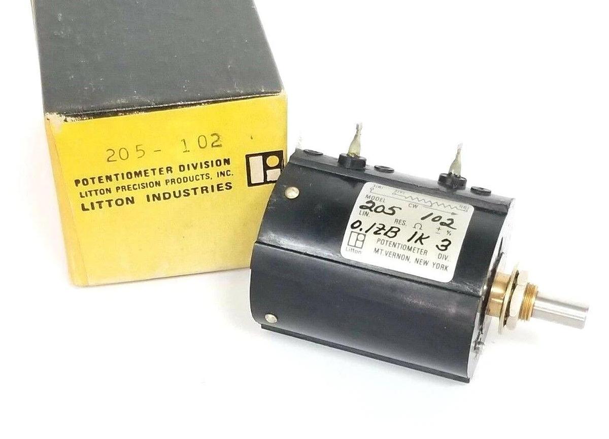 Used NIB LITTON INDUSTRIES 205-102 POTENTIOMETER 0.12B-1K-3