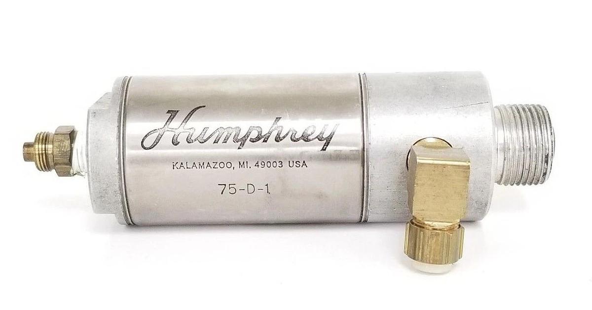 Used HUMPHREY 75-D-1 AIR CYLINDER 1-3/4" BORE 1" STROKE STAINLESS STEEL