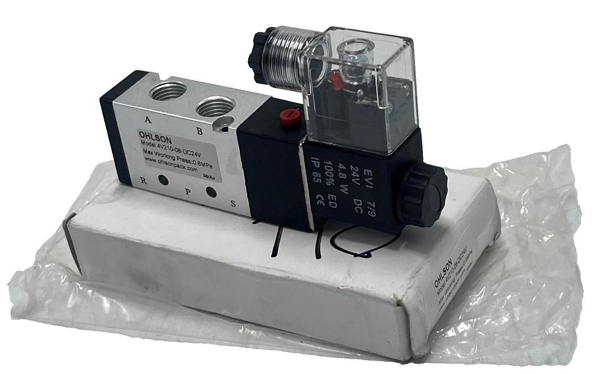 Ohlson 4V210-08-DC24V Pneumatic Solenoid Valve 5/2 Way 1/4" NPT 24VDC, NSMP