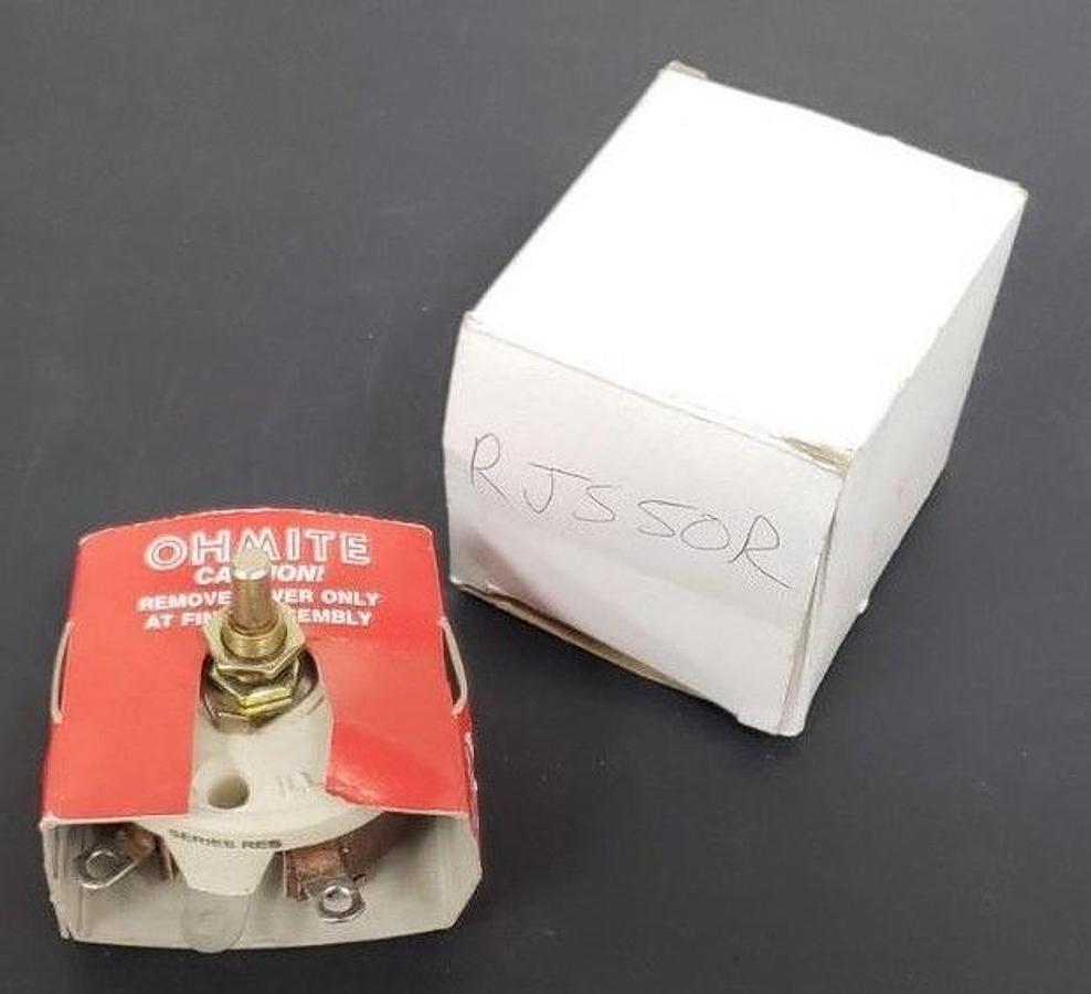 NEW OHMITE RJS50R RHEOSTAT POTENTIOMETER 1.0 MAX AMP 0.5 OHM SERIES RES RE-19607