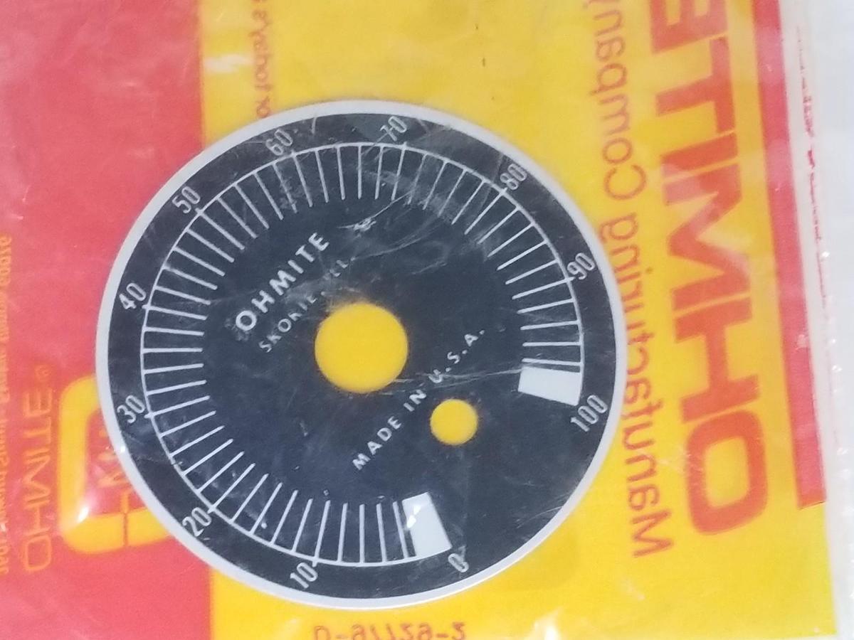 Used NEW OHMITE 5000 POTENTIOMETER DIAL FACE PLATE