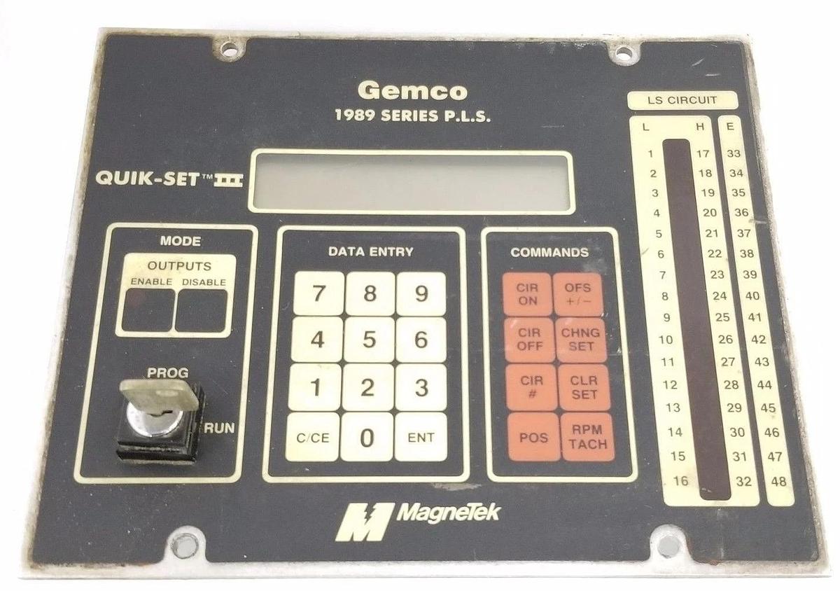 Used MAGNETEK GEMCO 1989 SERIES P.L.S. QUIK-SET III CONTROL PANEL