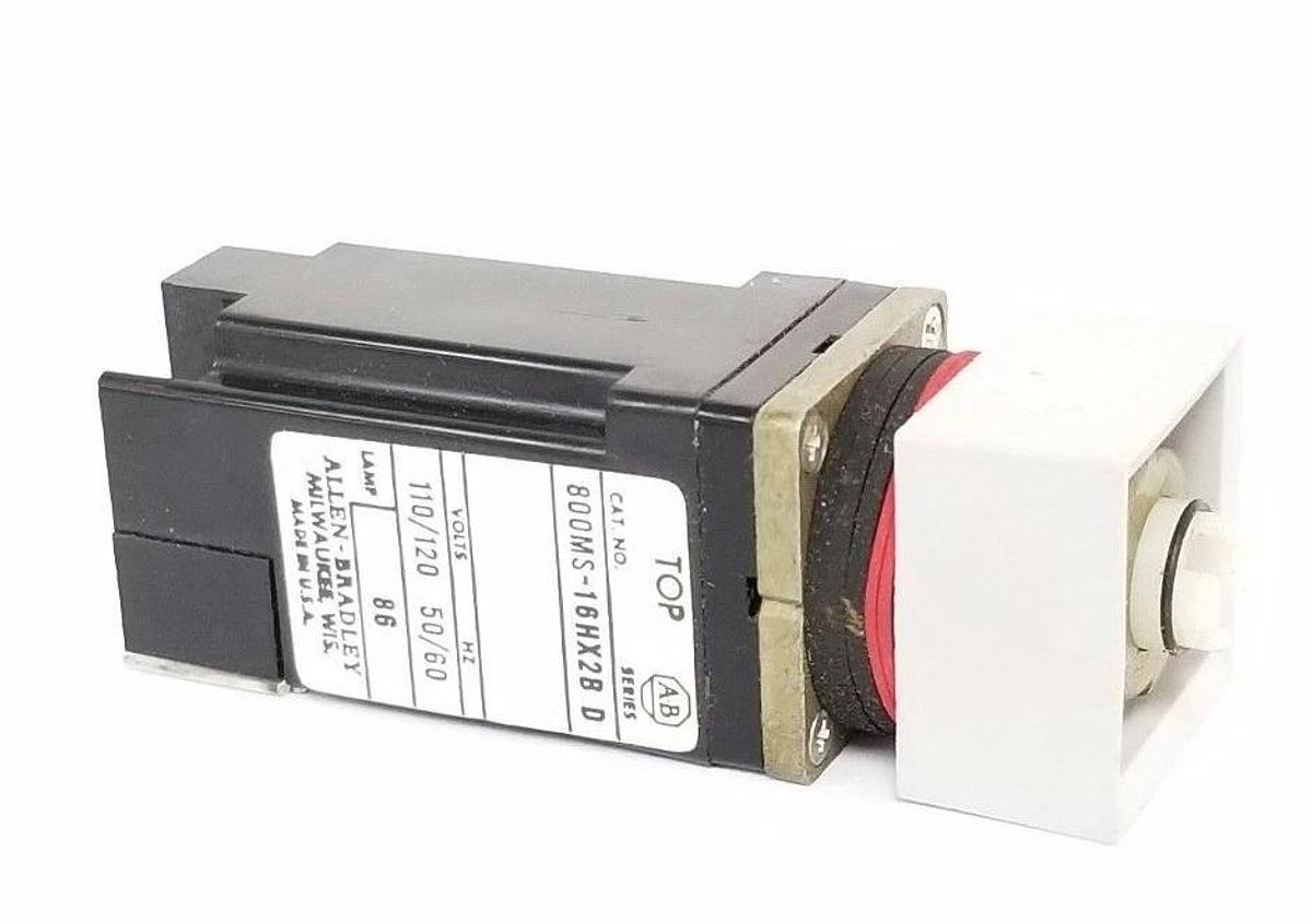 Used ALLEN BRADLEY 800MS-16HX2B SELECTOR SWITCH SER D, ILLUMINATED 110/120VAC 50/60H