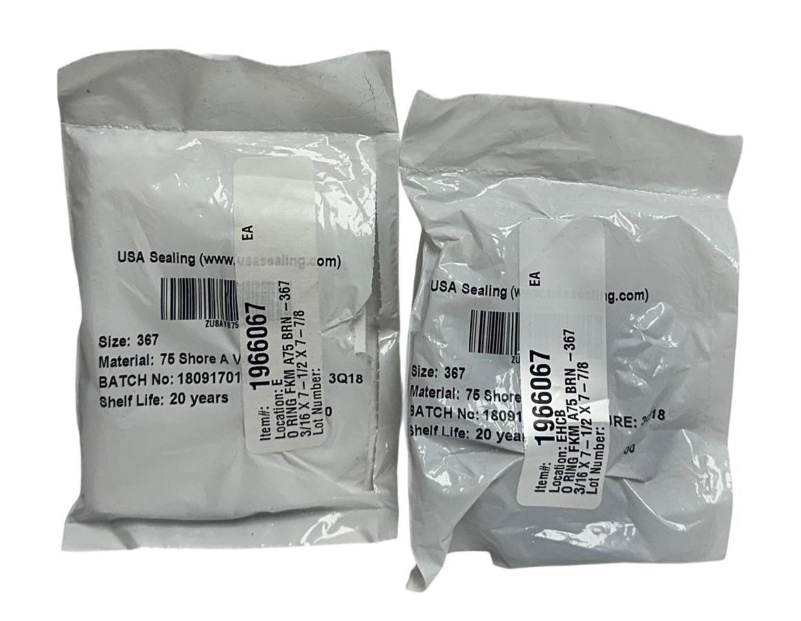 Used 2 USA SEALING ZUSAVB75367 VITON O-RINGS DUROMETER 75 SIZE 367 OEM BROWN NSMP