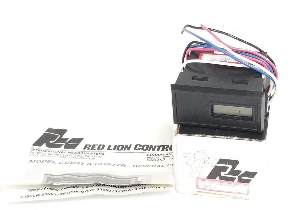 Used NIB RED LION CUB3TR00 TIME TOTALIZER 5-DIGIT HOUR METER REMOTE RESET, CUB3RT