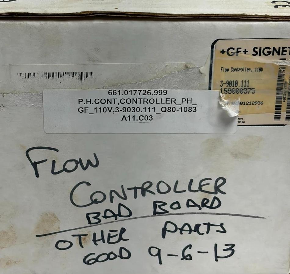 Used GF Signet 3-9010.111 Intelek-Pro 9010 Flow Controller 110V FOR PARTS OR REPAIR
