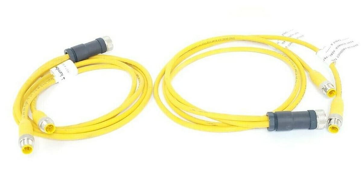 Used LOT OF 2 LUMBERG RST4-602/2M CABLES 4-POLE 18 AWG YELLOW