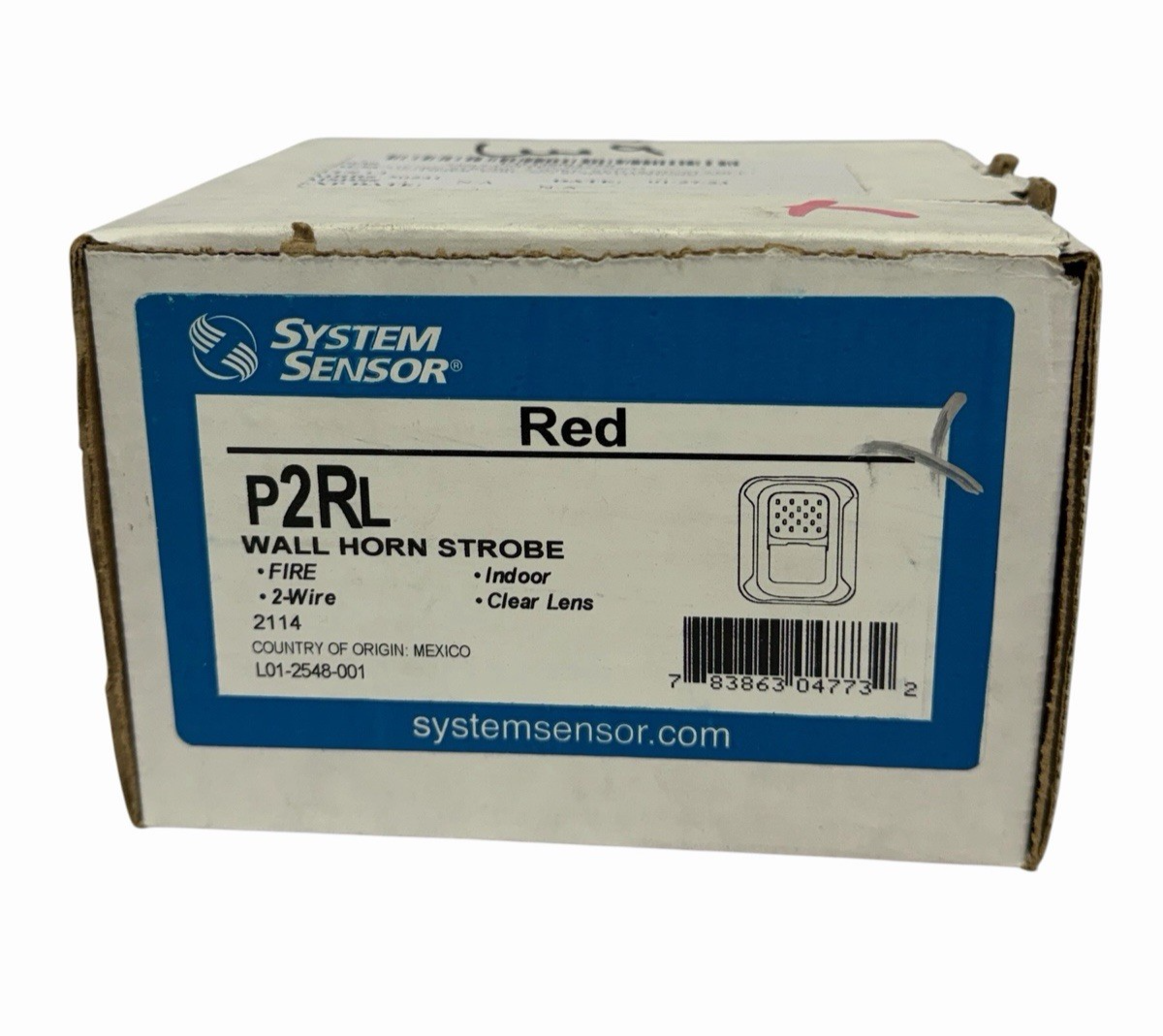 Used NIB SYSTEM SENSOR P2RL WALL HORN STROBE RED 2-WIRE INDOOR CLEAR LENS