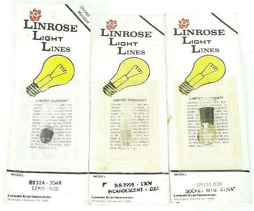 Used LOT OF 3 NEW CHICAGO MINIATURE LINROSE LIGHT LINES B-8-3995 / B5131-038 / B131A