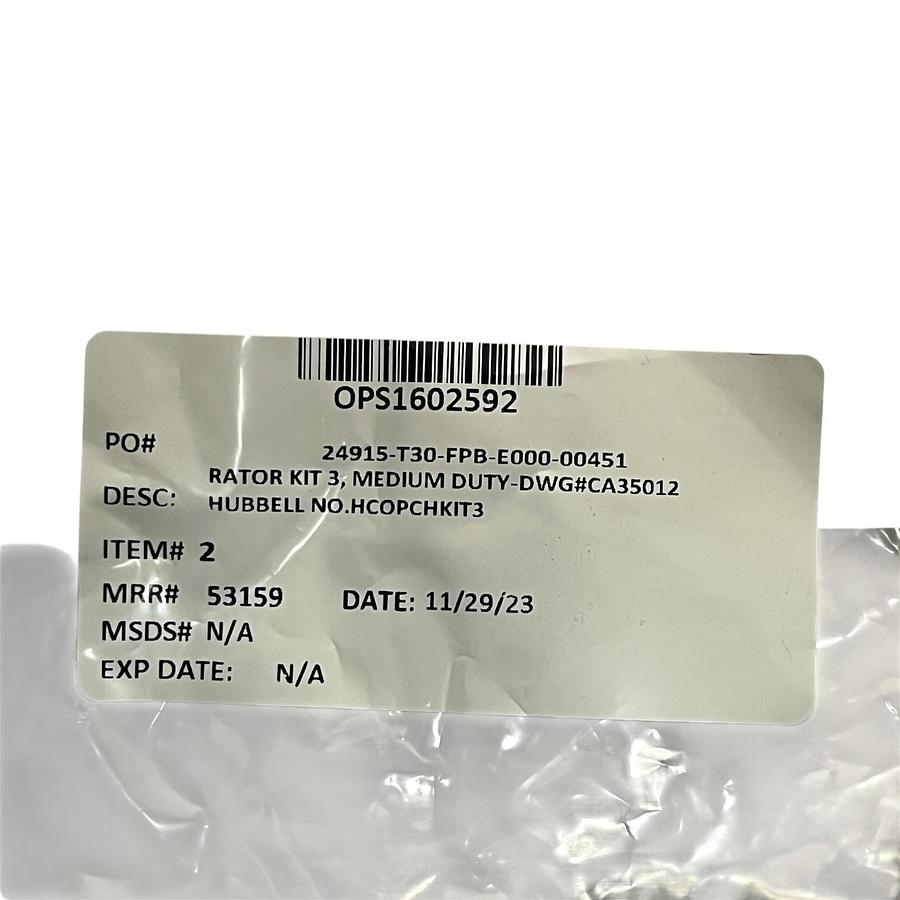 Used Hubbell HCO PCHKIT3 RATOR KIT 3 Medium Duty Assembly - New Surplus