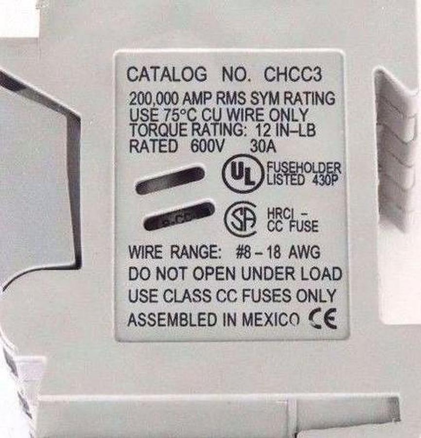 Used BUSSMANN CHCC3 FUSE HOLDER 30A 600V
