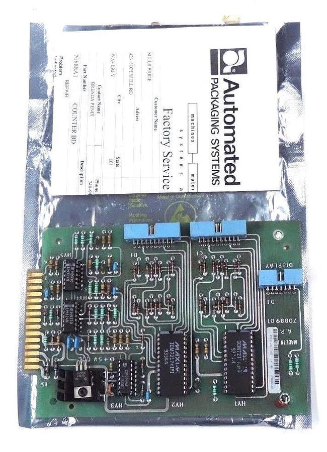 Refurbished REPAIRED AUTOMATED PACKAGING SYSTEMS 70888A1 COUNTER BOARD B/M-E