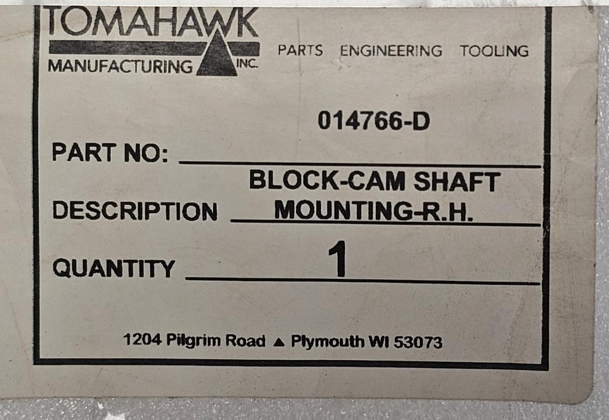 Used NEW TOMAHAWK 014766-D BLOCK-CAM SHAFT MOUNTING R.H.
