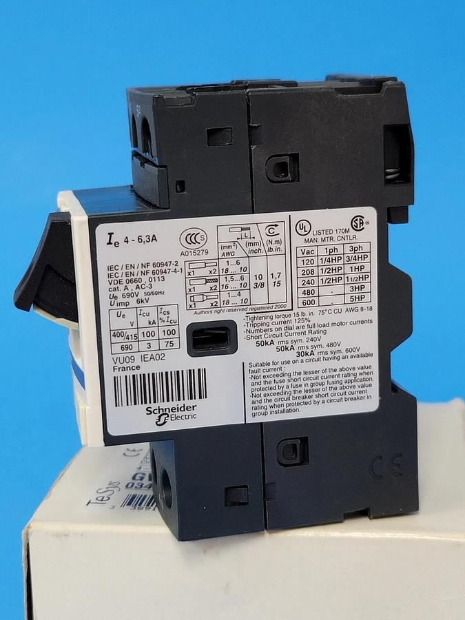 Used NEW IN BOX TELEMECANIQUE GV2ME10 MOTOR CIRCUIT BREAKER 4-6.3A