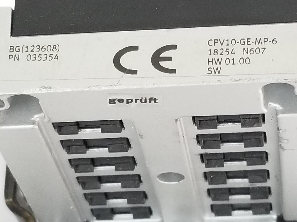 Used FESTO CPV10-GE-MP-6 VALVE BLOCK INTERFACE W/ 351 867, U-3/8B SILENCER