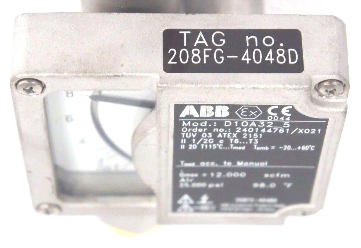 Used NEW ABB D10A32-5 FLOWMETER 1/2" NPT ORDER NO. 240144761/X021 D10A325