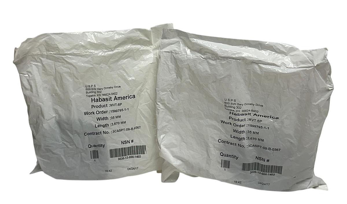 2 HABASIT AMERICA MVT-6P / MVT6P CONVEYOR BELTS W: 35mm L: 3,670 OEM NSFS