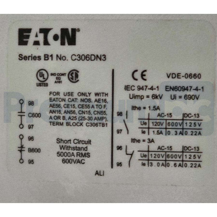 Used Eaton AN16AN0AC NEMA Size 00 Starter Freedom Series 9A 600V 3-P 120V-Coil NSNP