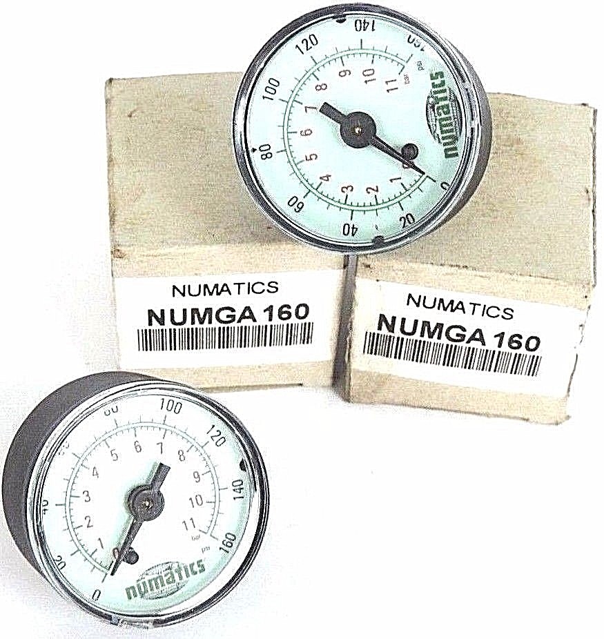 LOT OF 2 NIB NUMATICS NUMGA 160 GAUGES NUMGA160, 0-160 PSI, 0-11 BAR