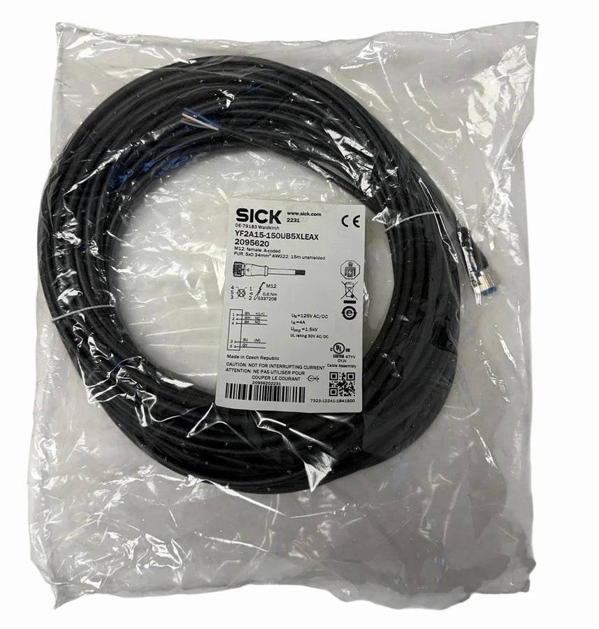 Used NEW SICK YF2A15-150UB5XLEAX CONNECTING CABLE M12 FEMALE CONNECTOR 2095620