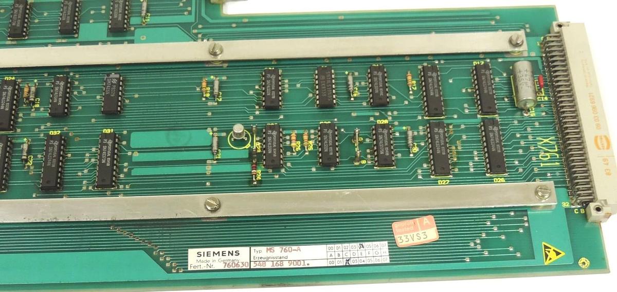 Used SIEMENS MS-760-A PC BOARD MS760A, FERT. NR. 760630 548 168 9001, 6FX1-116-8AA00