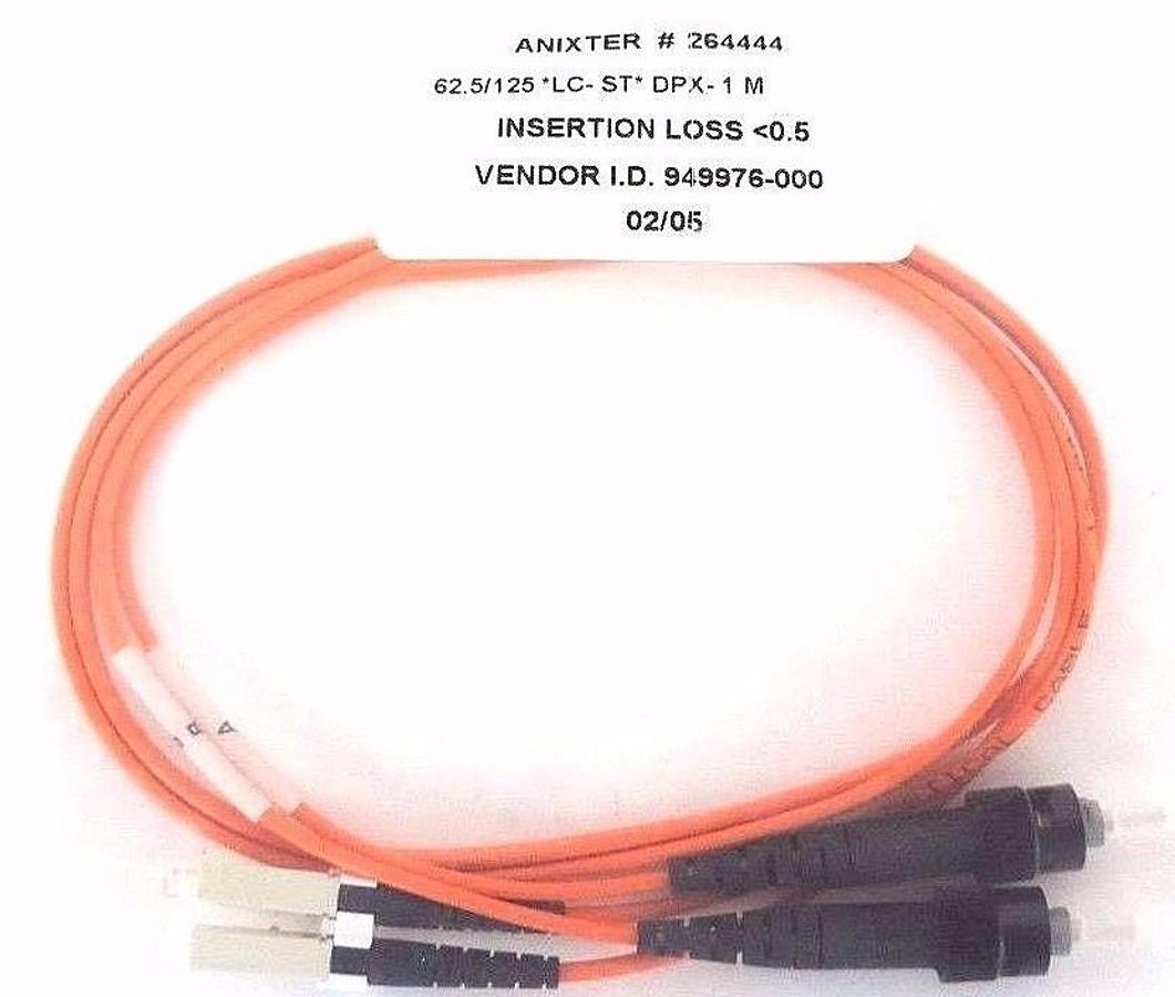 Used NEW ANIXTER 264444 FIBER OPTIC CABLE 62.5/125 LC-ST DPX-1M INSERTION LOSS 0.5