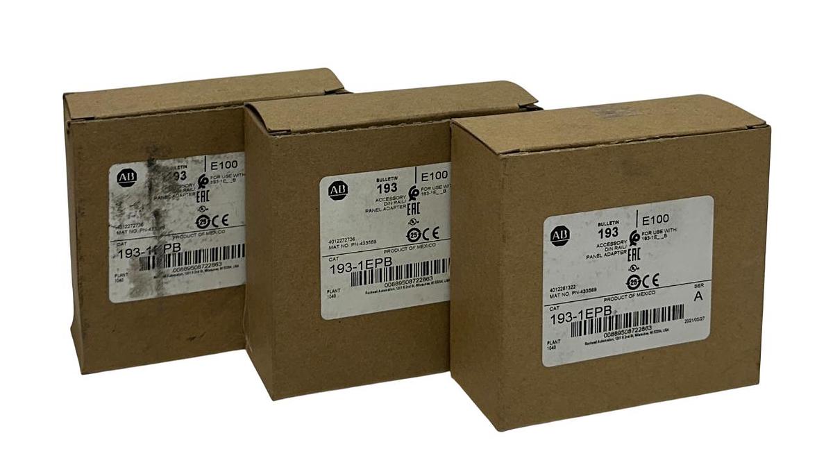 Used 3 ALLEN BRADLEY 193-1EPB /A BULLETIN 193 E100 PANEL MOUNT ADAPTERS DIN RAIL NSMP